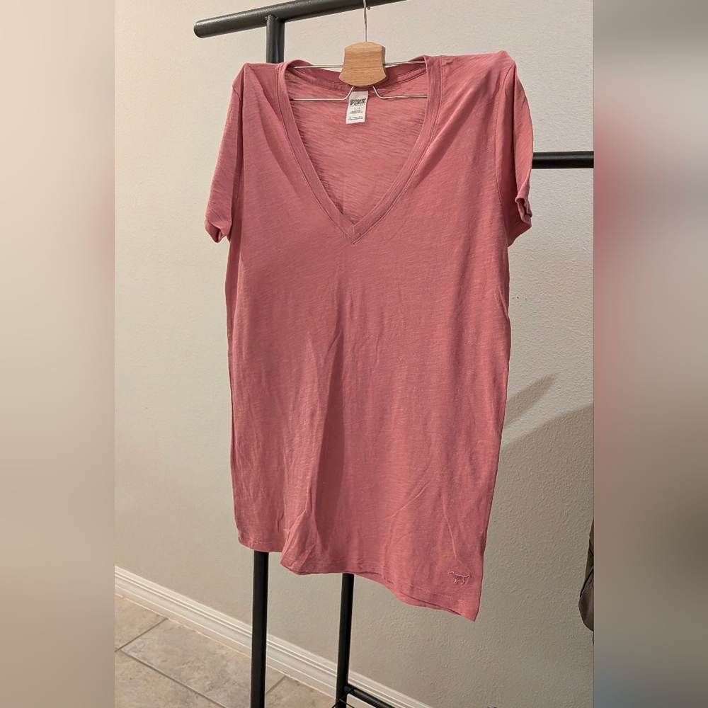 PINK Victoria's Secret Dusty Rose V-Neck Tee